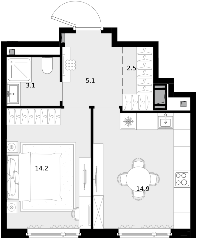 1 ккв 39,7 м²