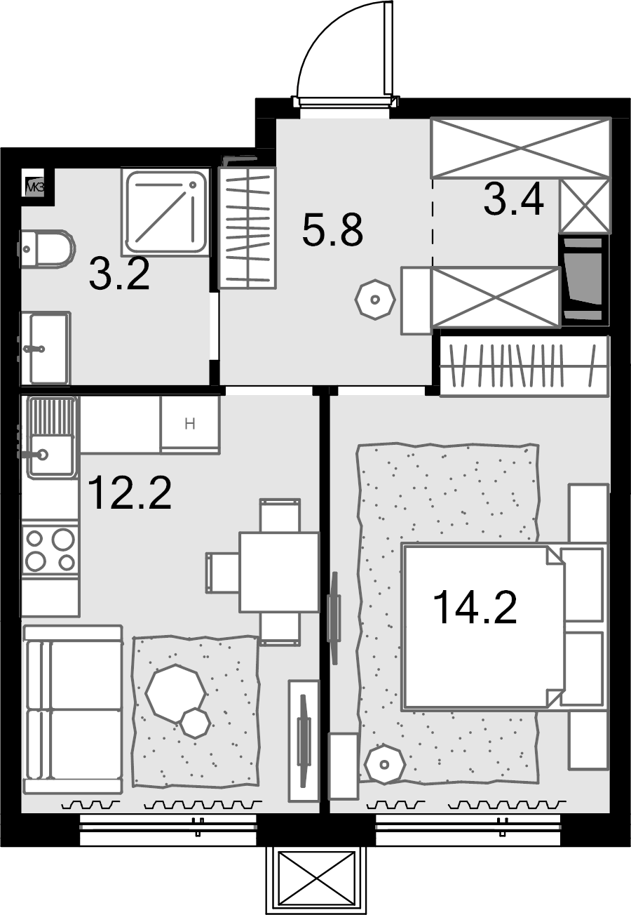 1 ккв 38,8 м²
