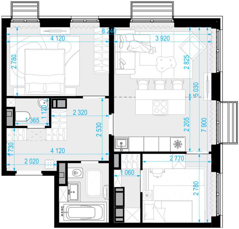 3 ккв (Евро) 58,1 м²