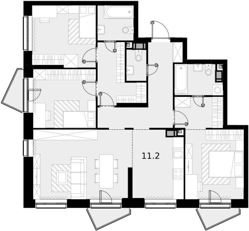 4 ккв (Евро) 107,2 м²