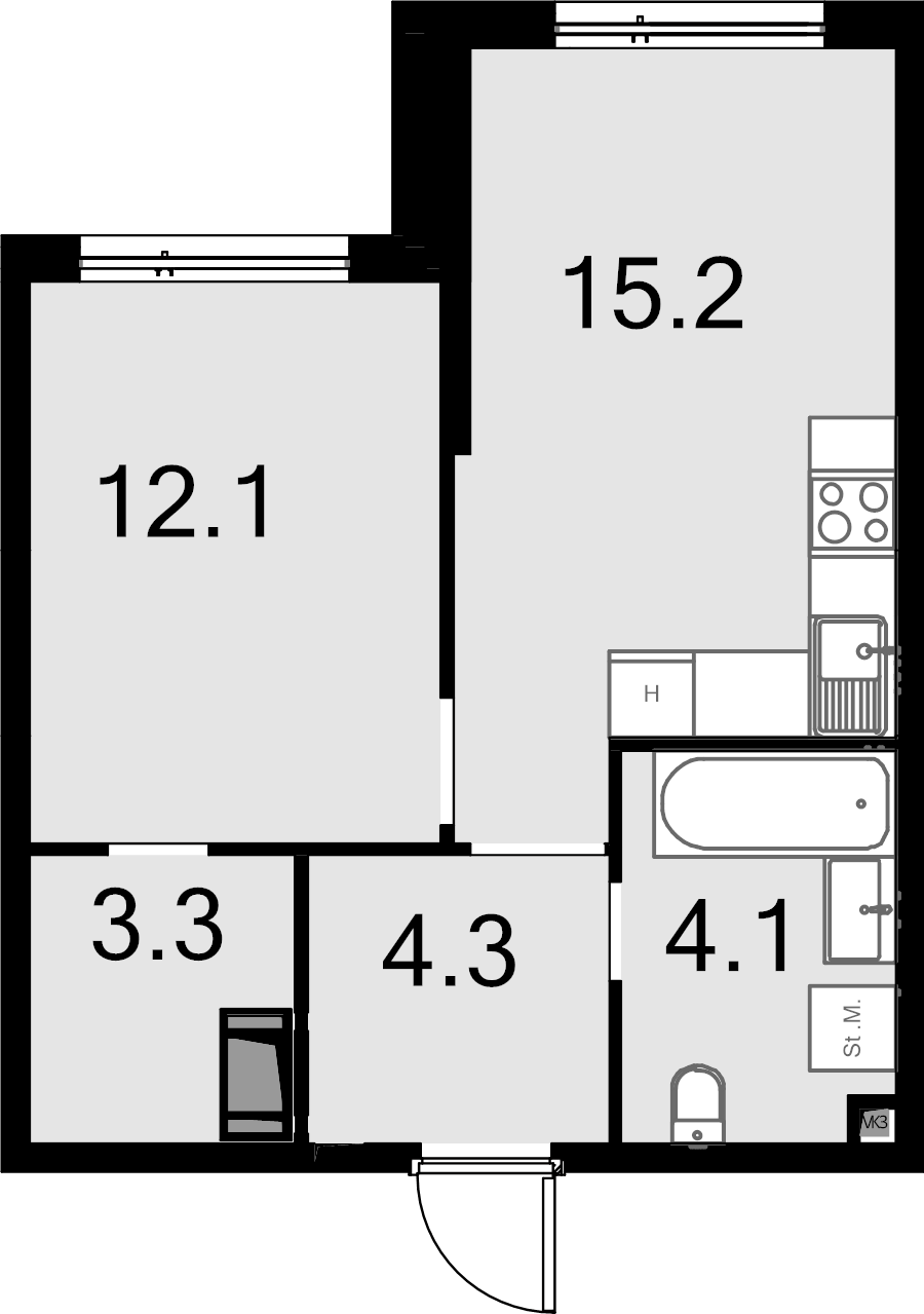1 ккв 39,3 м²