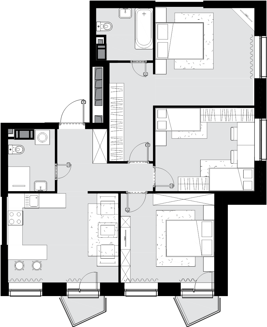 4 ккв (Евро) 86,4 м²