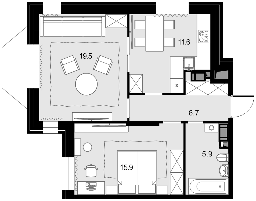 2 ккв 59,6 м²