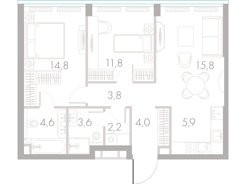 3 ккв (Евро) 65,4 м²