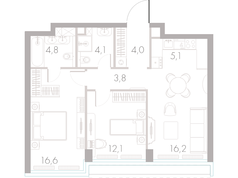 3 ккв (Евро) 65,2 м²