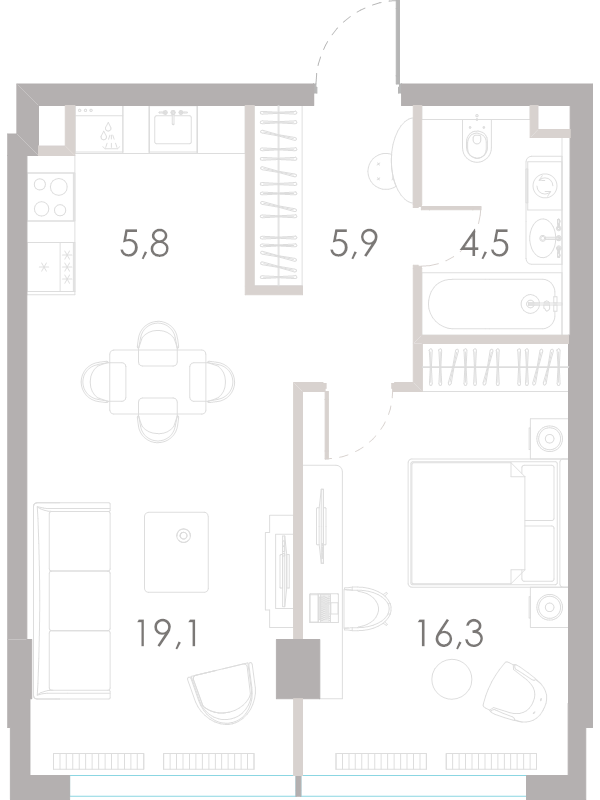 2 ккв (Евро) 51,6 м²