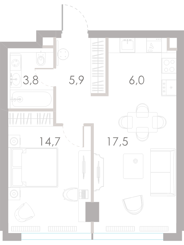 2 ккв (Евро) 47,9 м²