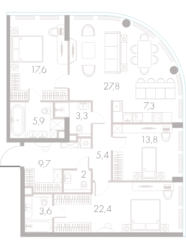 4 ккв (Евро) 118,8 м²