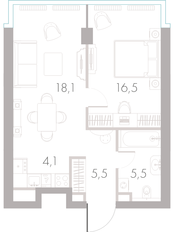 2 ккв (Евро) 49 м²