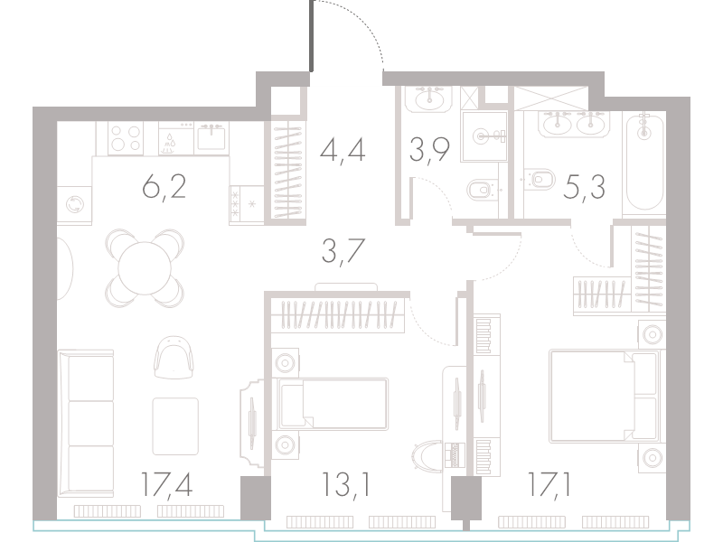 3 ккв (Евро) 70,9 м²
