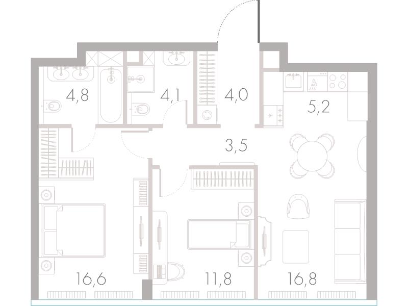 3 ккв (Евро) 66 м²