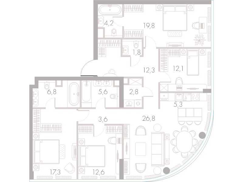 5 ккв (Евро) 130,7 м²