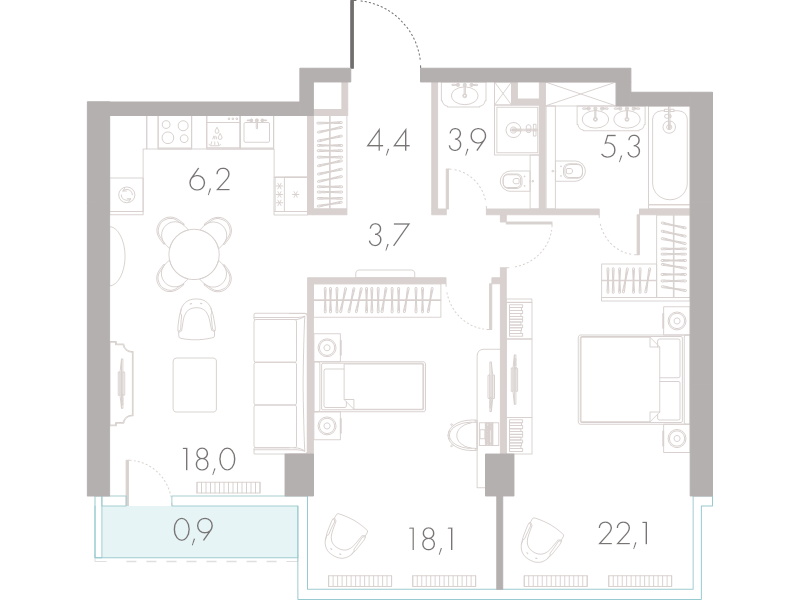 3 ккв (Евро) 82,5 м²
