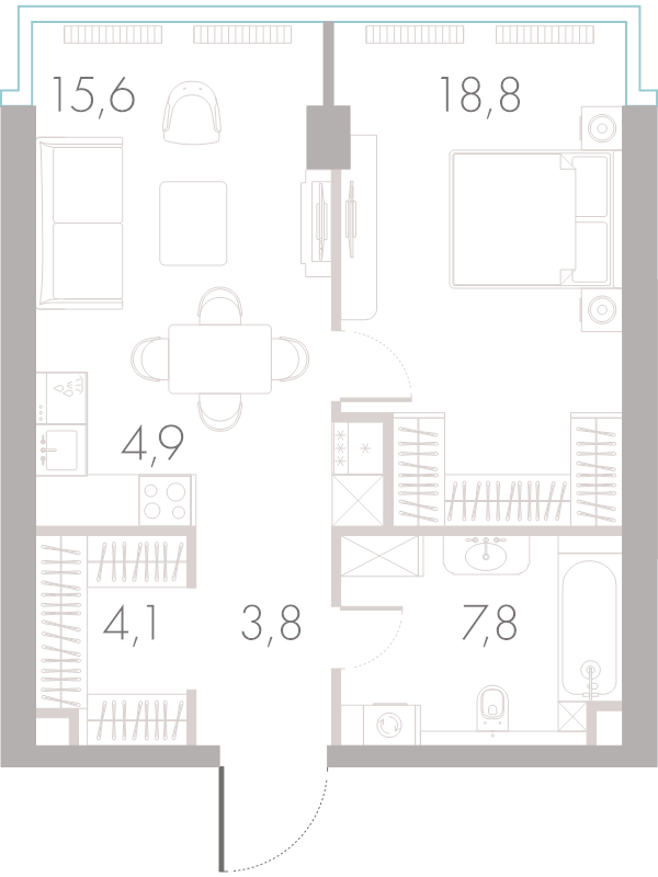 2 ккв (Евро) 54,6 м²