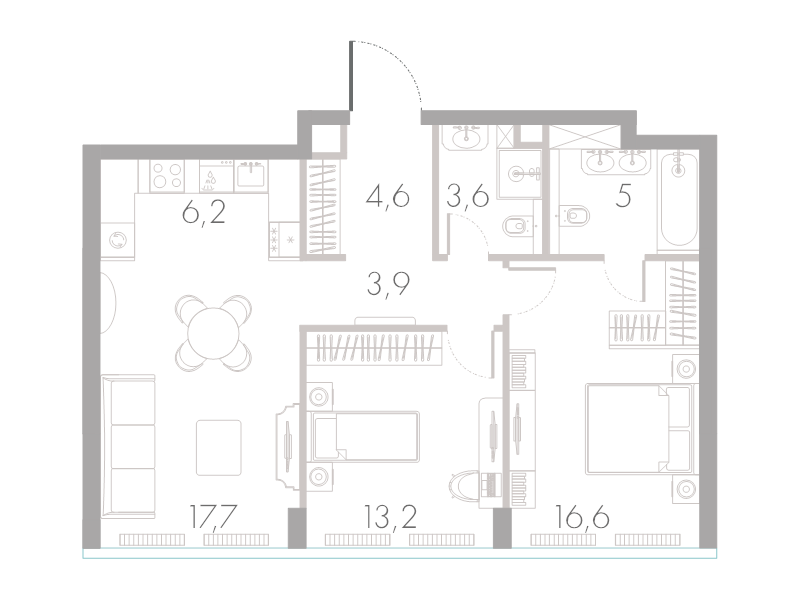 3 ккв (Евро) 70,8 м²