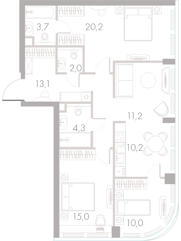4 ккв (Евро) 89,3 м²