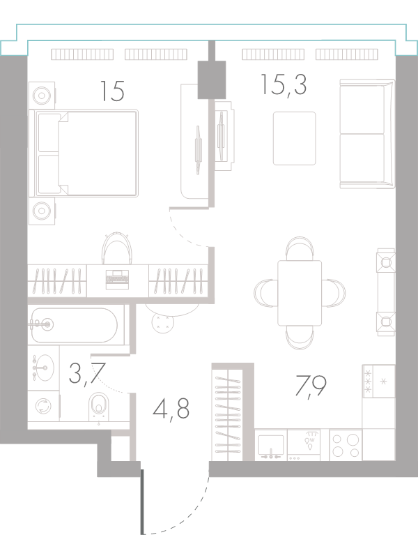 2 ккв (Евро) 46,7 м²