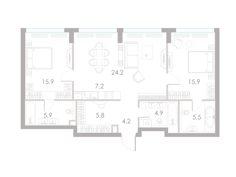 3 ккв (Евро) 89,5 м²