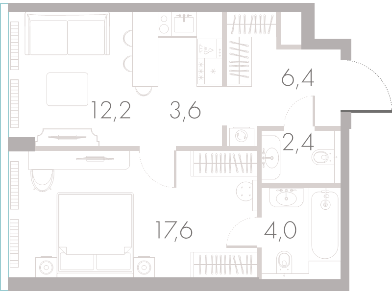 2 ккв (Евро) 47 м²
