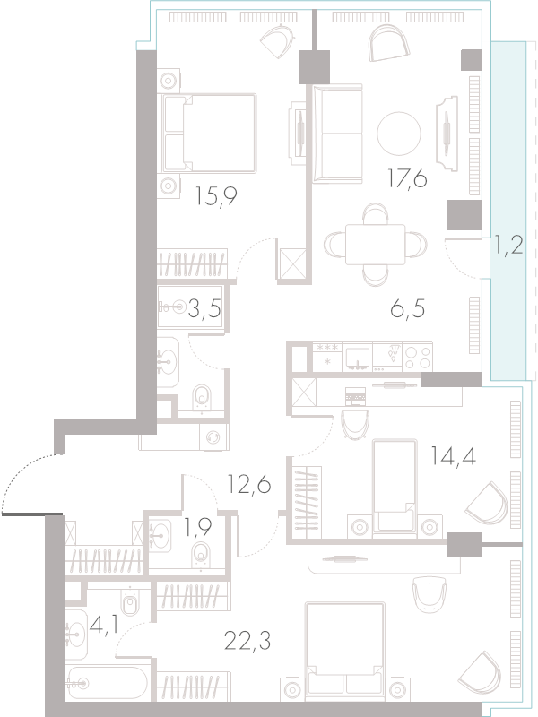 4 ккв (Евро) 99,3 м²