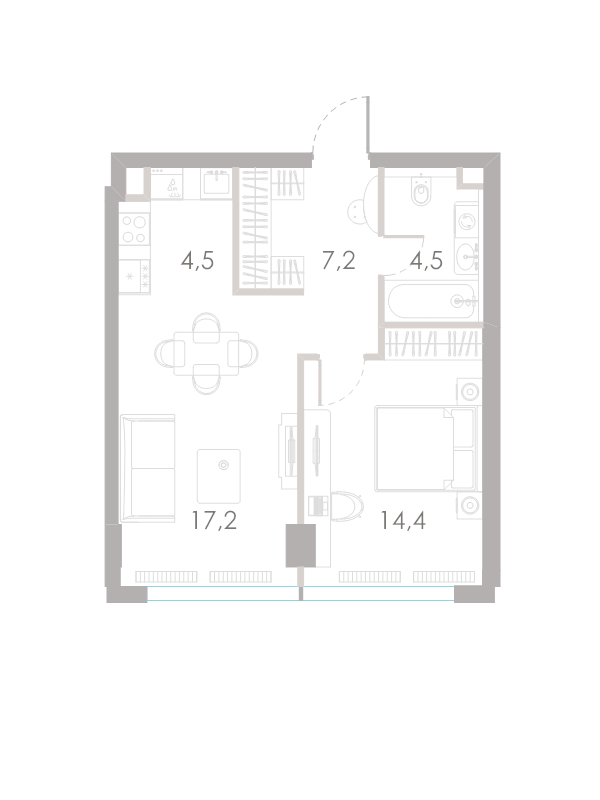 2 ккв (Евро) 47,8 м²