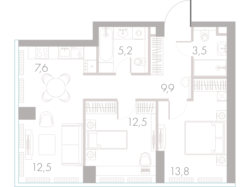 3 ккв (Евро) 65 м²
