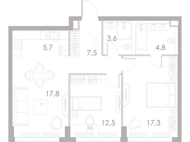 3 ккв (Евро) 69,2 м²