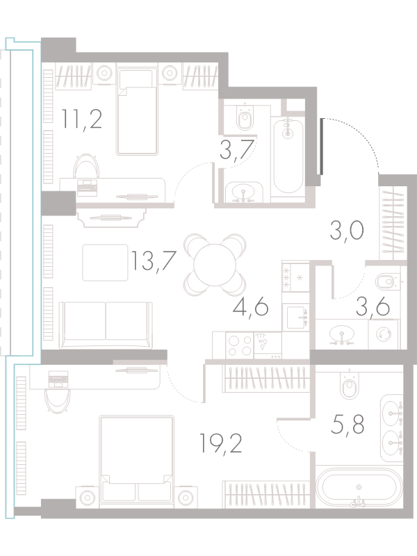 3 ккв (Евро) 68 м²