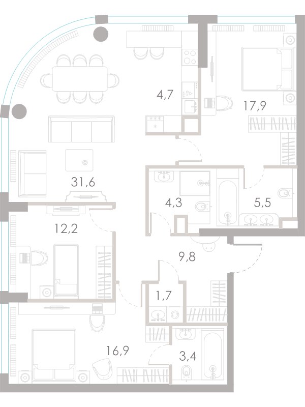4 ккв (Евро) 108 м²