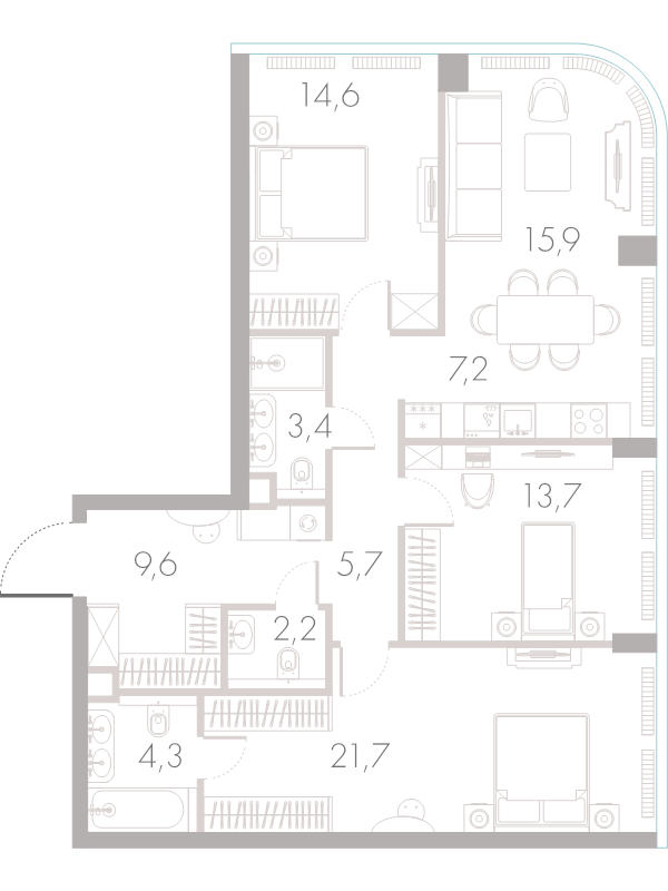 4 ккв (Евро) 98 м²