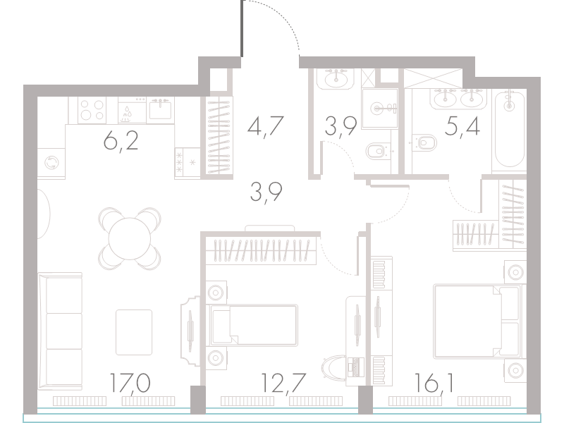 3 ккв (Евро) 69,1 м²
