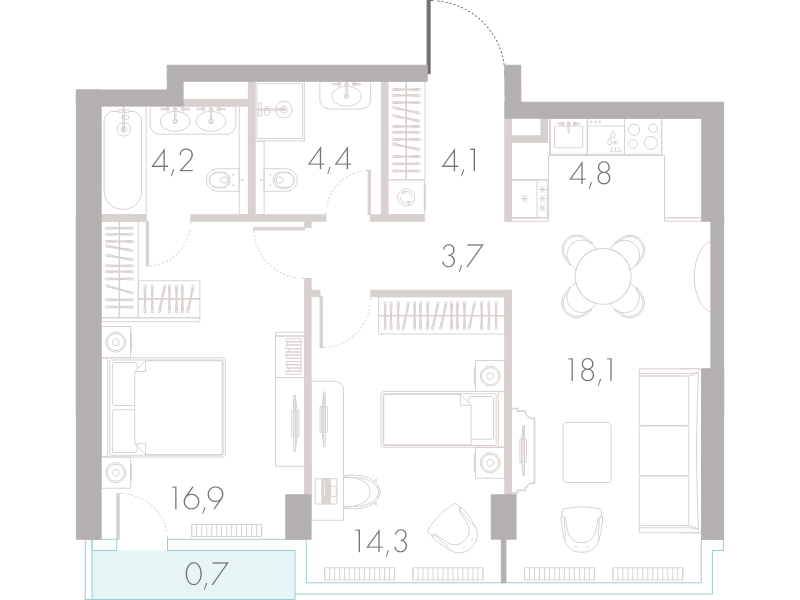 3 ккв (Евро) 70,2 м²