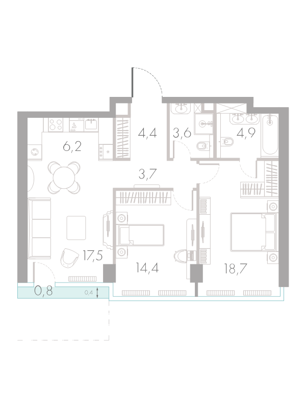 3 ккв (Евро) 74,2 м²