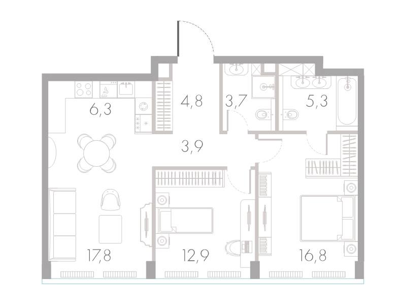 3 ккв (Евро) 71,5 м²