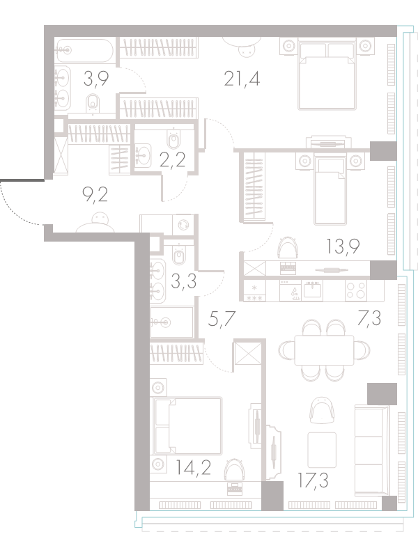 4 ккв (Евро) 98,1 м²