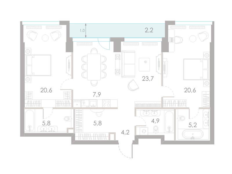 3 ккв (Евро) 100,9 м²