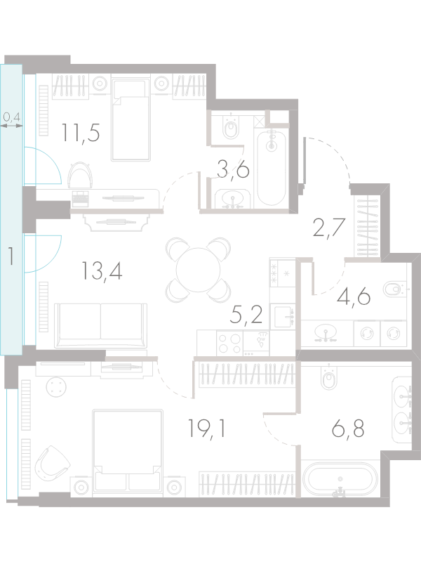 3 ккв (Евро) 67,9 м²