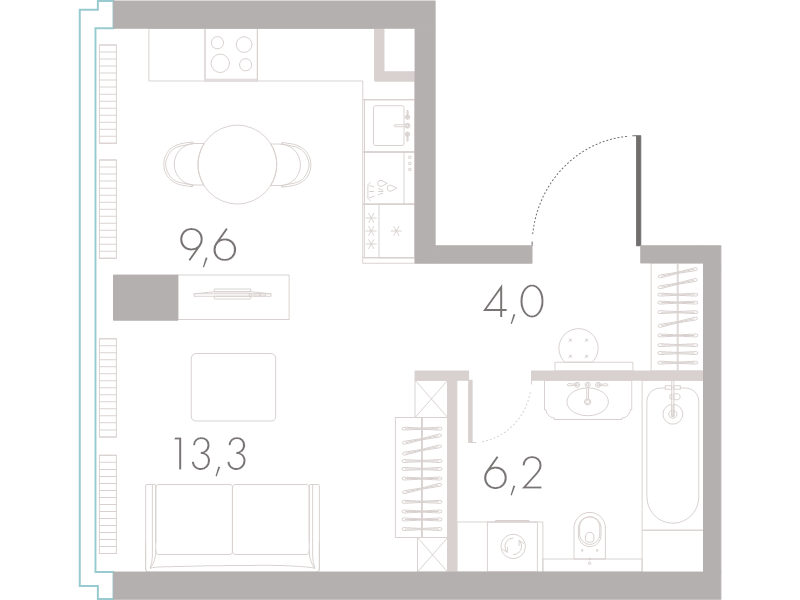 Студия 34,2 м²