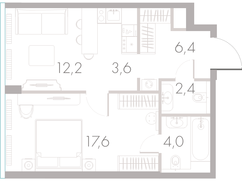 2 ккв (Евро) 47 м²