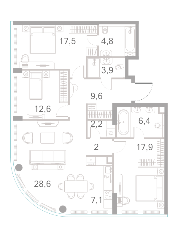 4 ккв (Евро) 112,6 м²