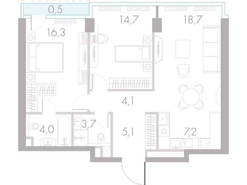 3 ккв (Евро) 74 м²