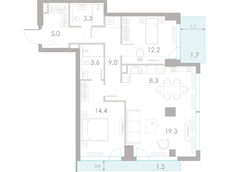 3 ккв (Евро) 81,1 м²