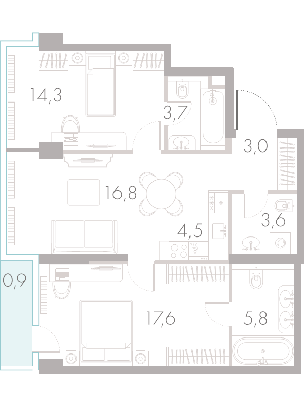 3 ккв (Евро) 72,5 м²