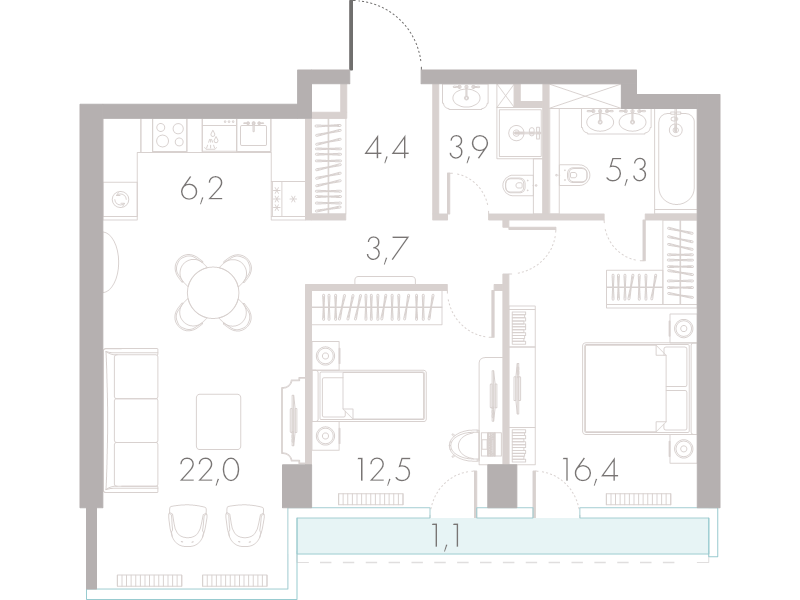 3 ккв (Евро) 75,2 м²