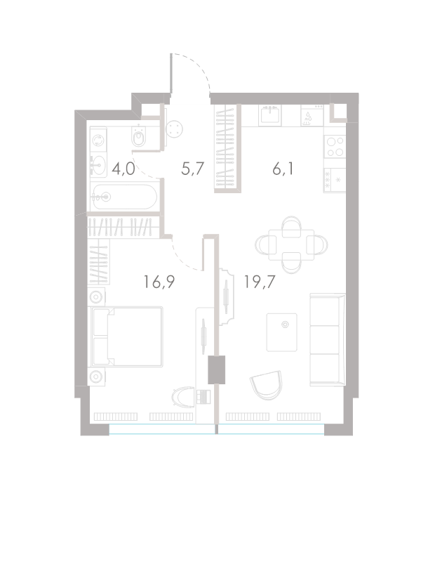 2 ккв (Евро) 52,4 м²