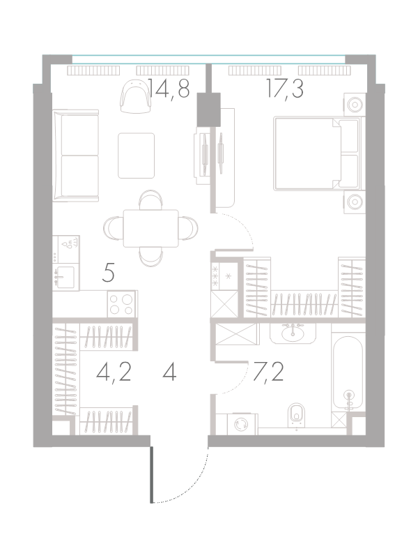 2 ккв (Евро) 52,5 м²