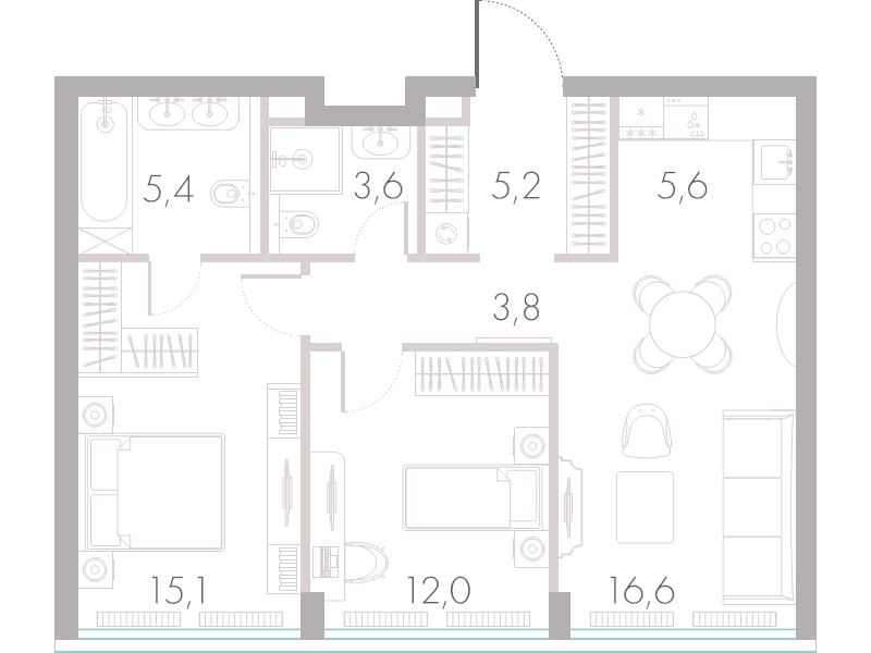 3 ккв (Евро) 65,6 м²