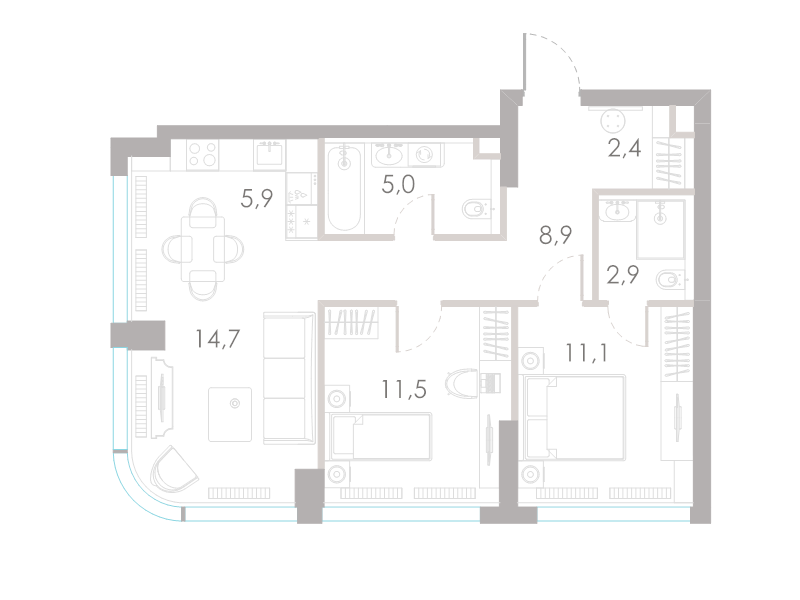 3 ккв (Евро) 62,4 м²