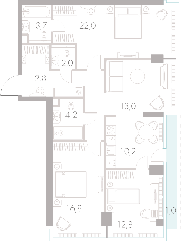 4 ккв (Евро) 97,6 м²