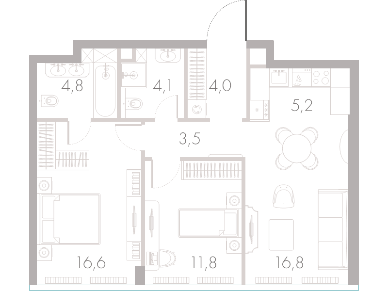 3 ккв (Евро) 66,3 м²